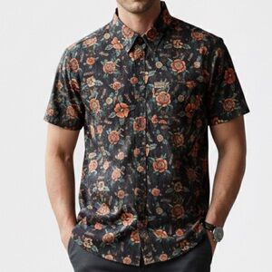 Floral Black and Orange Men's Shirt